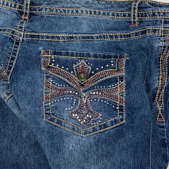 Faded Glory Embroidered Bootcut Joy Jeans 18W Medium Wash Denim Slim Fit Classic - Picture 11 of 14